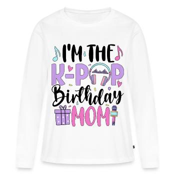 Je suis la maman d’anniversaire de K Pop - T-shirt manches longues Premium bio Femme - blanc - Devant - Julia (174cm)