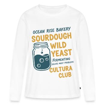 Pain au levain Baking Baking Baker Culture de levure sauvage - T-shirt manches longues Premium bio Femme - blanc - Devant - Julia (174cm)