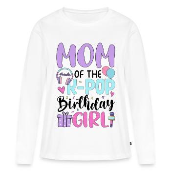 Maman de la fille d’anniversaire de K Pop - T-shirt manches longues Premium bio Femme - blanc - Devant - Julia (174cm)