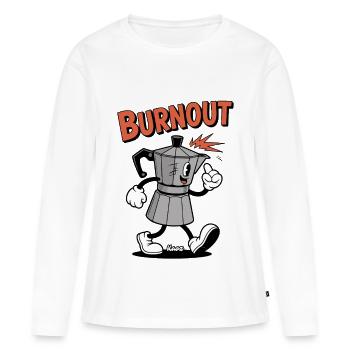 Dessin animé Burnout Moka Coffee Pot - T-shirt manches longues Premium bio Femme - blanc - Devant - Julia (174cm)