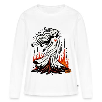 Sirène du Cœur de Braise - T-shirt manches longues Premium bio Femme - blanc - Devant - Julia (174cm)