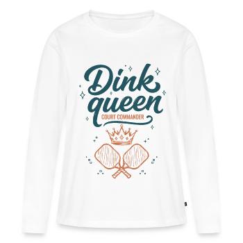 Pickleball Dink Queen Court Commander player - Women's Premium Organic Long Sleeve Shirt - white - Front - Julia (174cm)