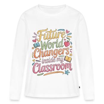 Elementary Teacher Future World Changers Educator - Women's Premium Organic Long Sleeve Shirt - white - Front - Julia (174cm)