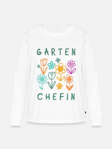 Garten Chefin Blumen Retro Design - Frauen Premium Bio Langarmshirt - Weiß