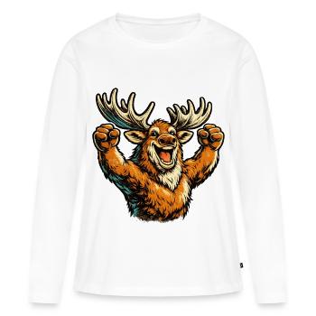 Le Woose se réjouit - T-shirt manches longues Premium bio Femme - blanc - Devant - Julia (174cm)