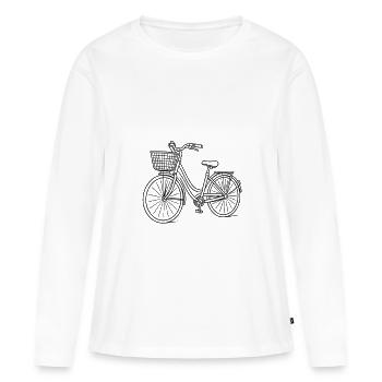 Vélo classique de vélo urbain - T-shirt manches longues Premium bio Femme - blanc - Devant - Julia (174cm)