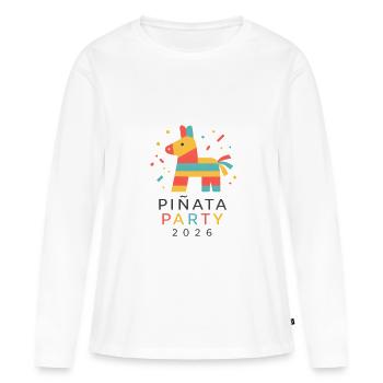 Fête Pinata 2026 - T-shirt manches longues Premium bio Femme - blanc - Devant - Julia (174cm)