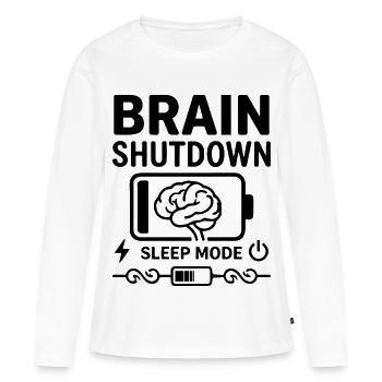 Mode veille Mode veille Humour Batterie vide - T-shirt manches longues Premium bio Femme - blanc - Devant - Julia (174cm)