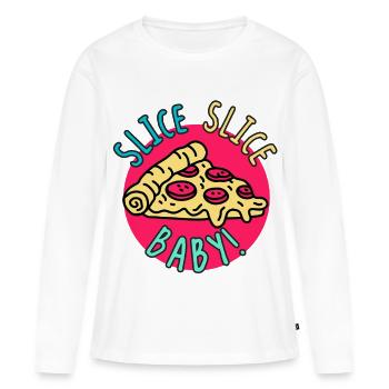 Slice Slice Baby – Retro-Pizza - Frauen Premium Bio Langarmshirt - Weiß - Vorne - Julia (174cm)