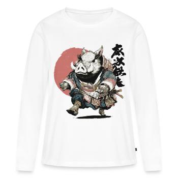 Eber-Samurai in Ukiyo-Rüstung - Frauen Premium Bio Langarmshirt - Weiß - Vorne - Julia (174cm)