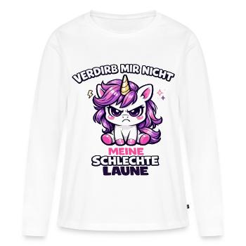 Verdirb mir nicht meine schlechte Laune - Frauen Premium Bio Langarmshirt - Weiß - Vorne - Julia (174cm)