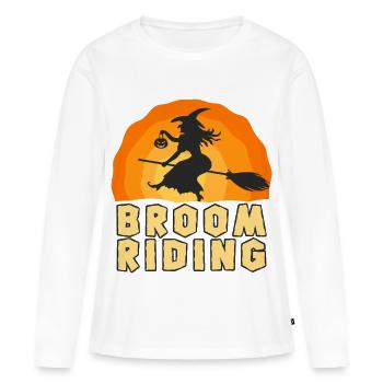 Sorcière de balai – Halloween Witch Fun - T-shirt manches longues Premium bio Femme - blanc - Devant - Julia (174cm)