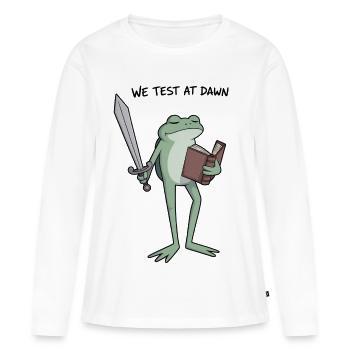 Chevalier Grenouille Matinale - T-shirt manches longues Premium bio Femme - blanc - Devant - Julia (174cm)