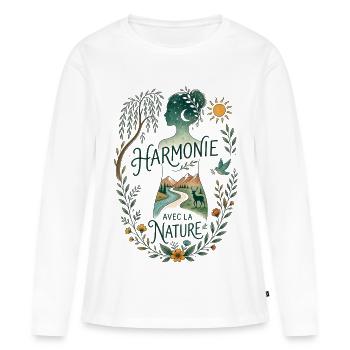 La Nature Intérieure - T-shirt manches longues Premium bio Femme - blanc - Devant - Julia (174cm)