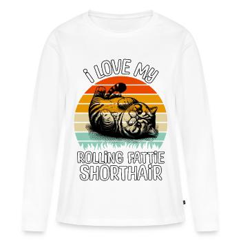 Lustige Exotische Kurzhaarkatze - Frauen Premium Bio Langarmshirt - Weiß - Vorne - Julia (174cm)