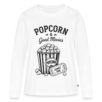 Billet de cinéma Popcorn et Good Movies - T-shirt manches longues Premium bio Femme - blanc - Devant - Julia (174cm)