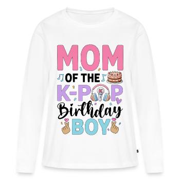 Maman du garçon anniversaire de la K-Pop - T-shirt manches longues Premium bio Femme - blanc - Devant - Julia (174cm)