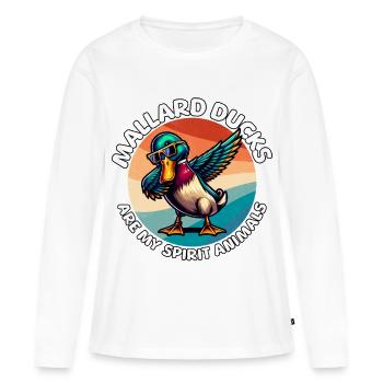 Expressions drôles de colverts - T-shirt manches longues Premium bio Femme - blanc - Devant - Julia (174cm)