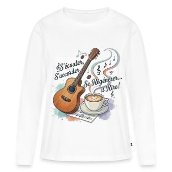 Écoutez-vous, rechargez votre âme - T-shirt manches longues Premium bio Femme - blanc - Devant - Julia (174cm)
