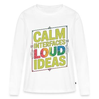 Designer UX/UI Interfaces calmes Concepteur Web bruyant - T-shirt manches longues Premium bio Femme - blanc - Devant - Julia (174cm)
