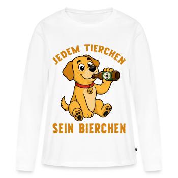 Jedem Tierchen sein Bierchen Hund trinkt Bier - Frauen Premium Bio Langarmshirt - Weiß - Vorne - Julia (174cm)
