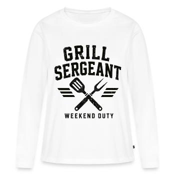 Grill Sergeant BBQ Shirt - Frauen Premium Bio Langarmshirt - Weiß - Vorne - Julia (174cm)