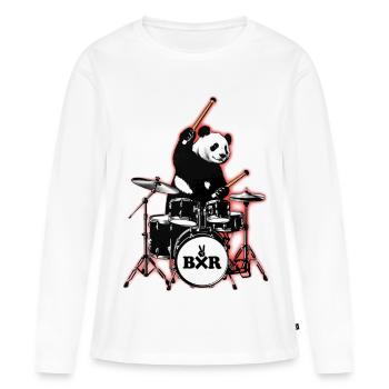 Panda Bear Drummer with Drumset BXR with Drums - Women's Premium Organic Long Sleeve Shirt - white - Front - Julia (174cm)