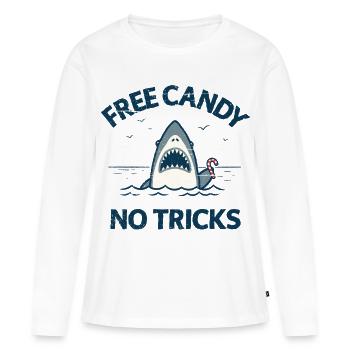 Kostenlose Süßigkeiten ohne Tricks, Hai - Frauen Premium Bio Langarmshirt - Weiß - Vorne - Julia (174cm)