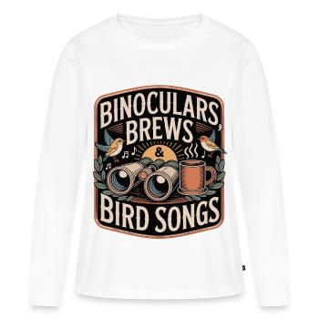 Binokulare Bräuche & Vogelsongs - Frauen Premium Bio Langarmshirt - Weiß - Vorne - Julia (174cm)