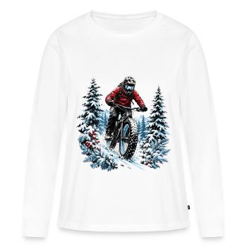 Sentier de neige d’hiver VTT Fatbike Vélo Froid - T-shirt manches longues Premium bio Femme - blanc - Devant - Julia (174cm)