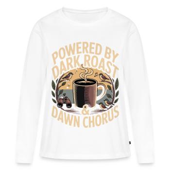 Café Torréfié foncé & Chœur de l’Aube - T-shirt manches longues Premium bio Femme - blanc - Devant - Julia (174cm)