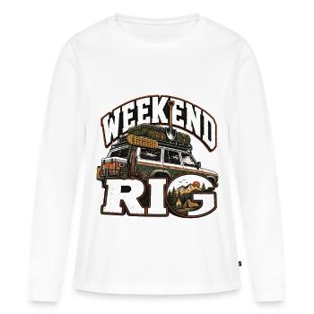 Camping 4x4 4x4 pour le week-end montage de la tente sur le toit - T-shirt manches longues Premium bio Femme - blanc - Devant - Julia (174cm)