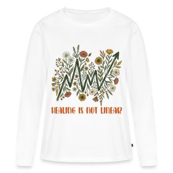 Die Heilung psychischer Gesundheit ist nicht linear - Frauen Premium Bio Langarmshirt - Weiß - Vorne - Julia (174cm)