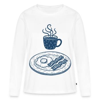 Petit-déjeuner Brunch drôle Café Sandwich Sandwich Sandwich - T-shirt manches longues Premium bio Femme - blanc - Devant - Julia (174cm)