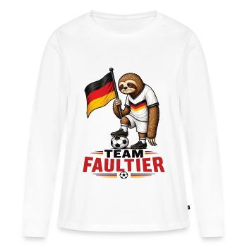 Team Faultier Fußball Shirt - Frauen Premium Bio Langarmshirt - Weiß - Vorne - Julia (174cm)