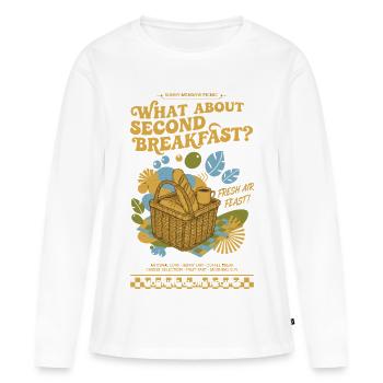Petit-déjeuner, brunch, café, deuxième petit-déjeuner - T-shirt manches longues Premium bio Femme - blanc - Devant - Julia (174cm)