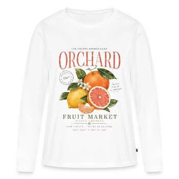 Orchard Fruit Market T-Shirt Vintage  - T-shirt manches longues Premium bio Femme - blanc - Devant - Julia (174cm)