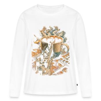Buveurs de café Amateurs de café - T-shirt manches longues Premium bio Femme - blanc - Devant - Julia (174cm)
