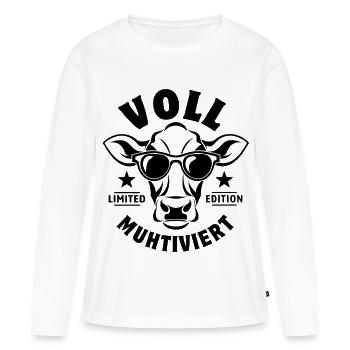 Vache entièrement moto avec des lunettes de soleil - T-shirt manches longues Premium bio Femme - blanc - Devant - Julia (174cm)