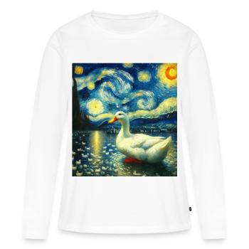 Nuit étoilée du canard laqué de Pékin - T-shirt manches longues Premium bio Femme - blanc - Devant - Julia (174cm)