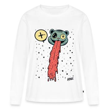 Pop Art de l’ours à langue dégoulinante - T-shirt manches longues Premium bio Femme - blanc - Devant - Julia (174cm)