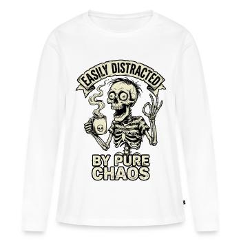 Facilement distrait par le chaos pur - T-shirt manches longues Premium bio Femme - blanc - Devant - Julia (174cm)