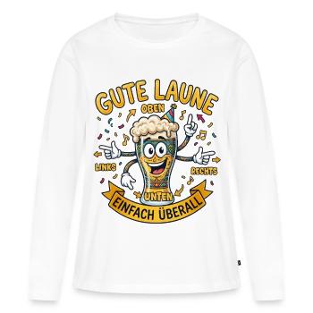 Gute Bier Laune Party Oben Rechts Links Unten - Frauen Premium Bio Langarmshirt - Weiß - Vorne - Julia (174cm)