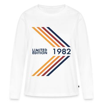 Édition limitée anniversaire 1982 Hommes féminins - T-shirt manches longues Premium bio Femme - blanc - Devant - Julia (174cm)