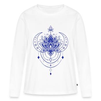 Spiritualité Méditation Géométrie sacrée Lotus - T-shirt manches longues Premium bio Femme - blanc - Devant - Julia (174cm)