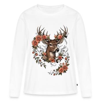 Deer Antlers Folk Festival Traditional Costumes Replacement Gift - Women's Premium Organic Long Sleeve Shirt - white - Front - Julia (174cm)