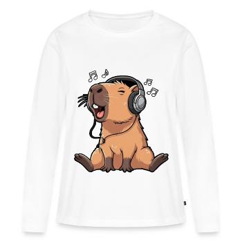 Chant de la musique capybara - T-shirt manches longues Premium bio Femme - blanc - Devant - Julia (174cm)