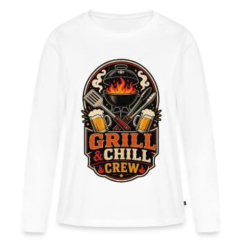 Grill & Chill Crew Shirt - Frauen Premium Bio Langarmshirt - Weiß - Vorne - Julia (174cm)