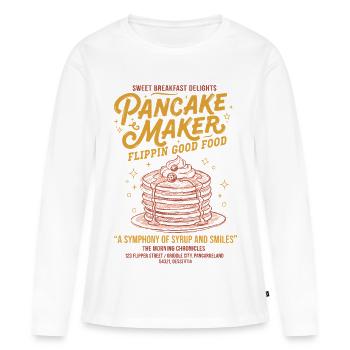 Petit-déjeuner Machine à Pancakes Flippin Good Food Brunch - T-shirt manches longues Premium bio Femme - blanc - Devant - Julia (174cm)