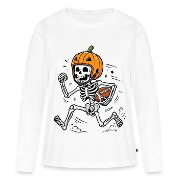 Halloween, America Football, Skeleton - T-shirt manches longues Premium bio Femme - blanc - Devant - Julia (174cm)